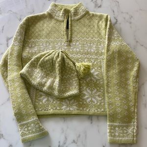 Obermeyer Signature Ladies XS Wool Ski Sweater/Hat set